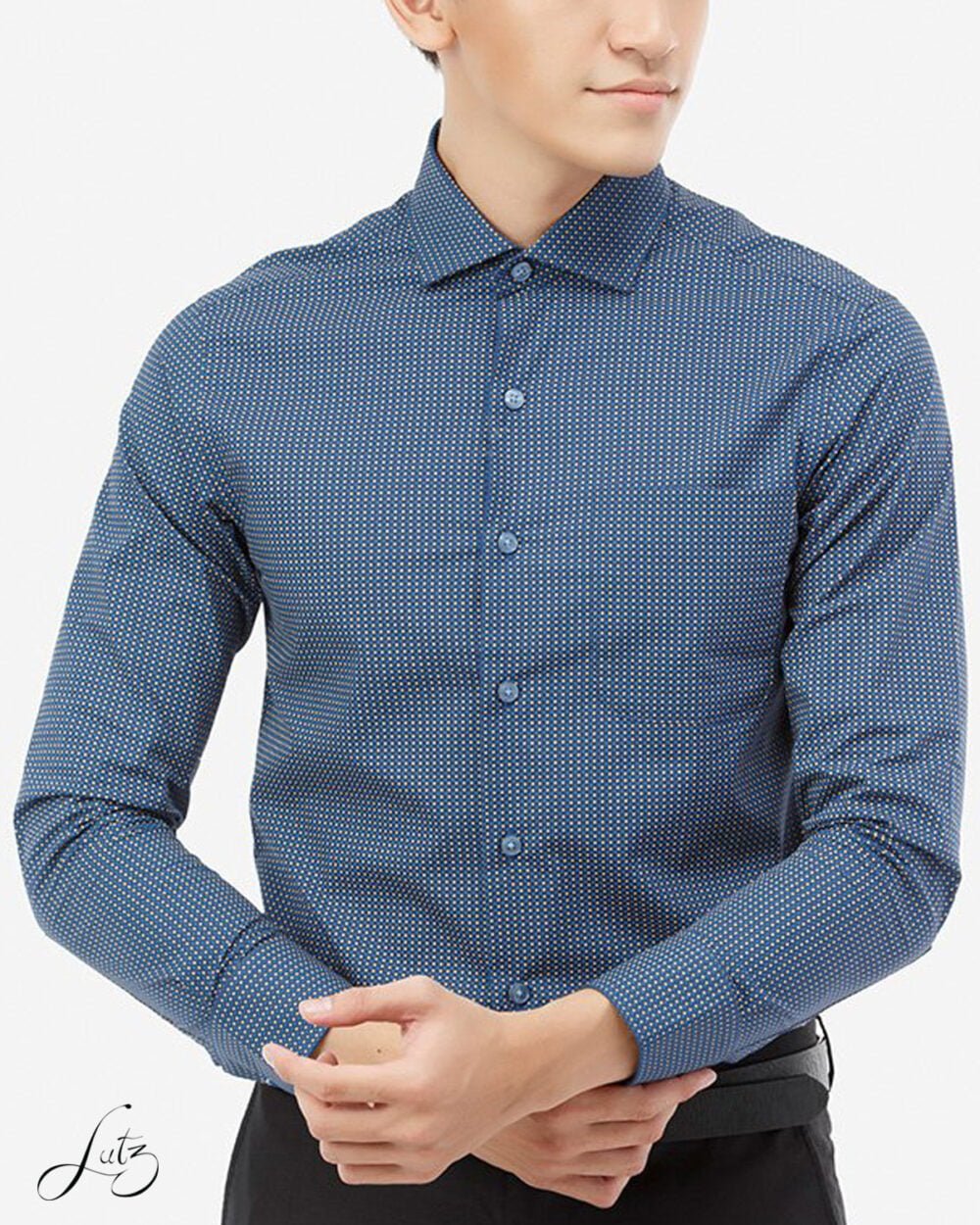 Áo Sơ Mi Nam Dotted Blue Pocket